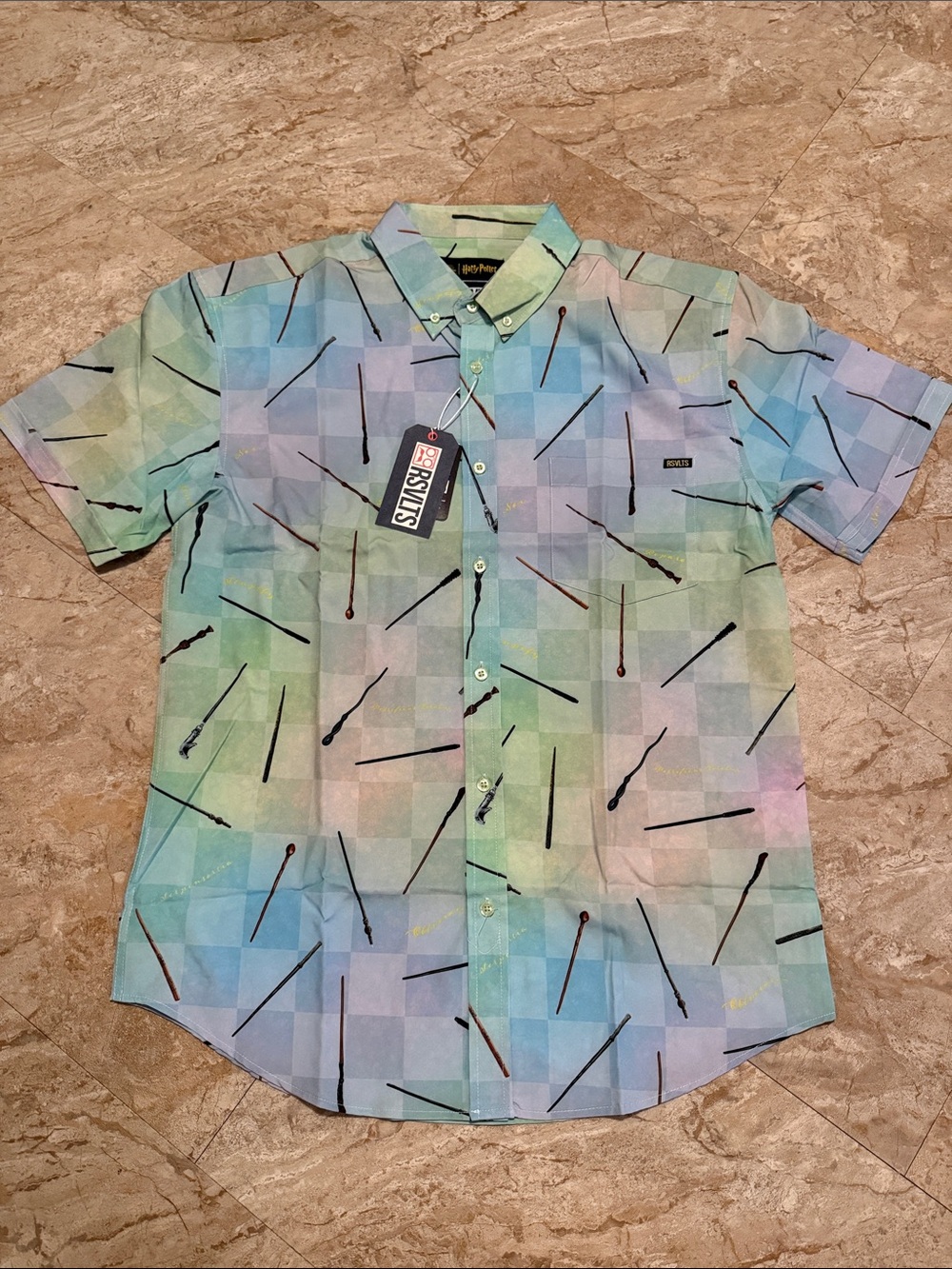 RSVLTS Pastel Multi-Color Short Sleeve Button-Down Shirt